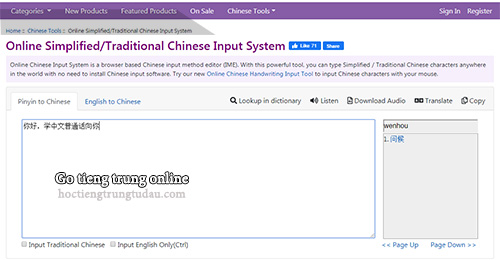 gõ tiếng trung trên web