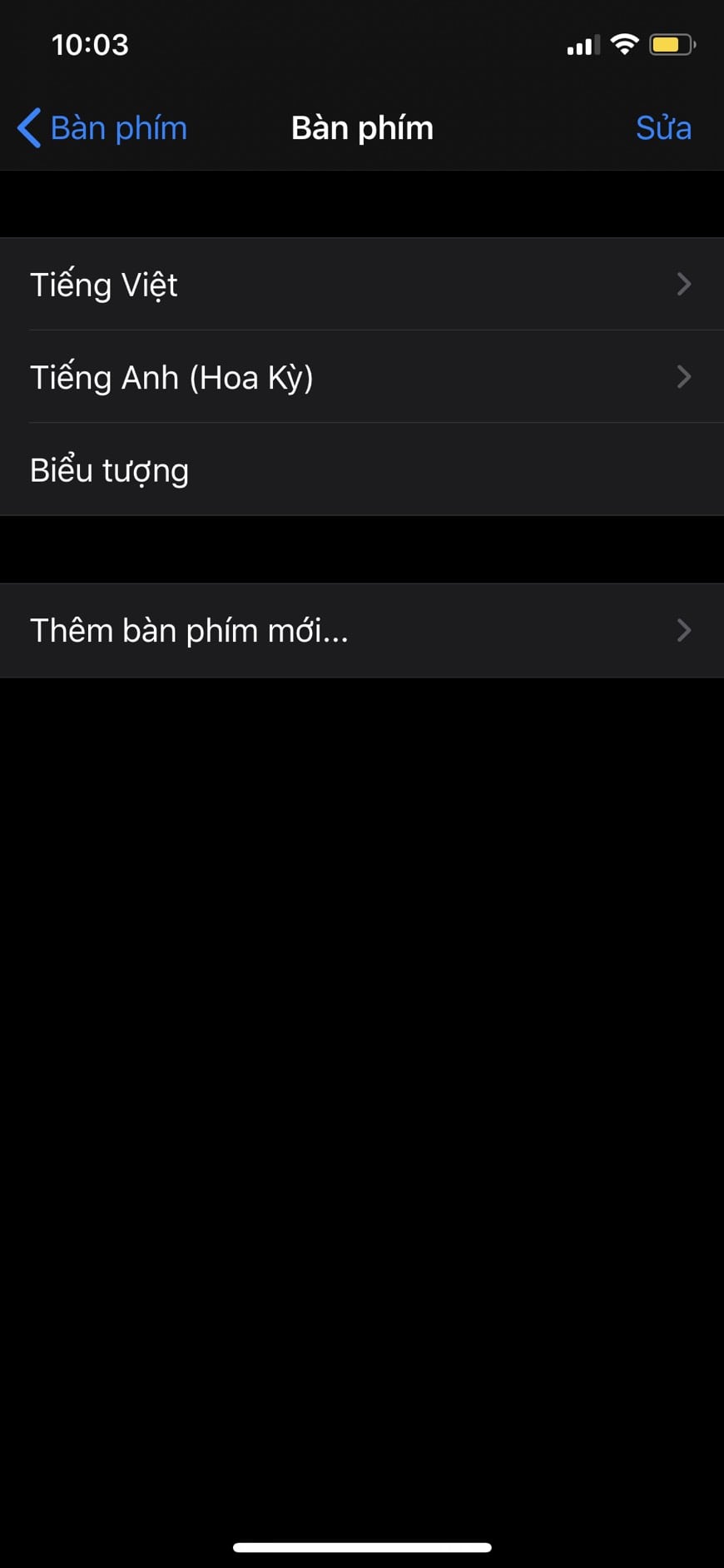 click thêm bàn phím mới